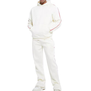 Wholesale Winter <b>Men's</b> 100% Cotton Fleece Breathable Quick Dry Full Pullover <b>Joggers</b> Set High Quality Stacked Pants Tracksuit - Product Image 1