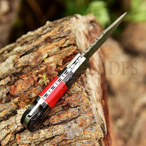 Cuchillo de bolsillo de jungla RTS de acero damasco con mango de madera, supervivencia al aire libre y utilidad de caza, cuchillo de bolsillo plegable - Product Image 5