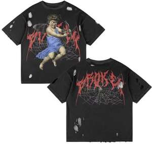 Camiseta de marca personalizada ropa de peso pesado hombres serigrafía corte y coser camiseta de lujo 250 Gsm Raw Hem Boxy recortada camisetas - Product Image 2