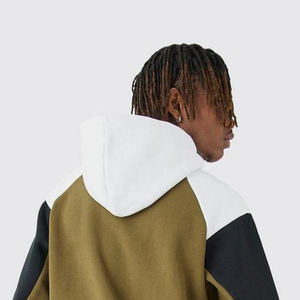 เสื้อฮู้ดสวมหัวปักโลโก้ของผู้ชายผ้าขนแกะคุณภาพสูงเย็บลูกปัดบล็อกสีสไตล์ฤดูหนาว - Product Image 5