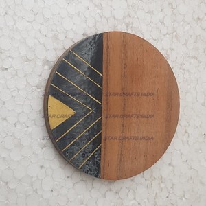 Modern Wholesale Top Quality Customize <b>Square</b> Round Epoxy Wood Resin Best Coaster with Holder <b>Set</b> Top Quality Customize - Product Image 5