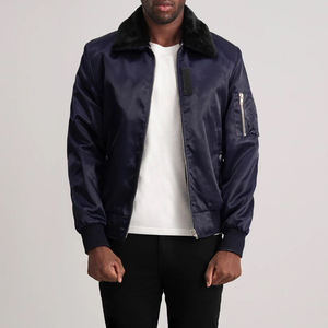 Premium Xander Blue Varsity Jacket Satin Outer <b>Quilted</b> Polyester Lining Zipper Closure Removable - Product Image 3