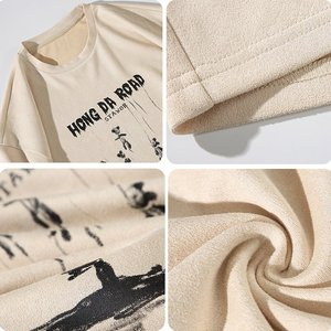 T-shirts pour hommesVente en gros T-shirt vintage brodé à col rond personnalisé T-shirts avec lettres imprimées T-shirts délavés à l'acide - Product Image 5