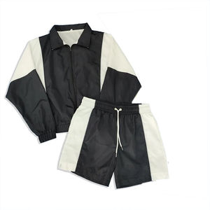 Conjunto de Chaqueta Cortavientos y Pantalones Cortos Tejidos y Bordados Personalizados para Hombre, Estilo Hip Hop, Transpirable, de Nailon, para Verano - Product Image 1