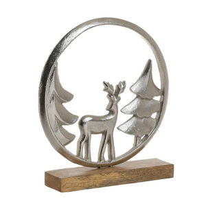 Modern Reindeer Sculpture Wooden Base Aluminium Quality Metal <b>Christmas</b> Handmade Deluxe Quality <b>Christmas</b> <b>Tree</b> Accessory - Product Image 1
