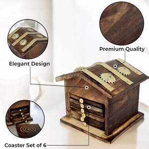 Sous-verre artisanal de haute qualité en bois naturel de style bohème, écologique, personnalisable, pour une utilisation décorative sur table, intérieur - Product Image 3