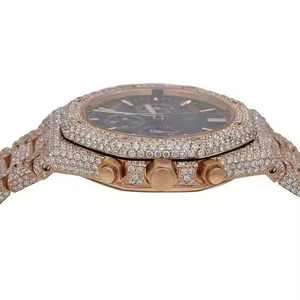 Reloj de Lujo con Diamantes, Esfera de Cristal, Movimiento de Cuarzo de Alta Calidad, Adornos de Moissanita Negra, Estilo Clásico y Moderno - Product Image 3