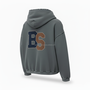 Sudadera gruesa con cremallera de invierno 460 GSM tela de lana de algodón Premium suave y cálido tono gris oscuro logotipo personalizado sudaderas básicas delanteras - Product Image 5