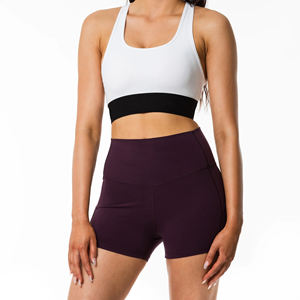 Pantalones cortos de gimnasio con logotipo personalizado para mujer, tela elástica de cintura alta, pantalones cortos transpirables de Yoga para Fitness y estilo de entrenamiento Sexy - Product Image 4