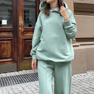 Jersey de gran tamaño de rizo francés de 320 GSM casual manga larga streetwear cuello redondo suéter fitness conjunto de lujo - Product Image 4