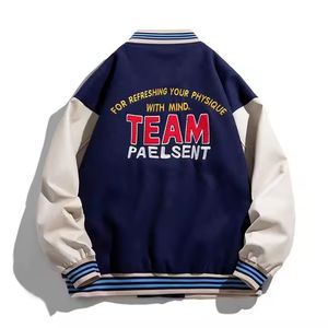 เสื้อแจ็กเก็ตมีสไตล์สตรีทแวร์เสื้อแจ็กเก็ตทีมโรงเรียนแบบไม่มีปกปักโลโก้ตามสั่ง - Product Image 5