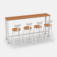 Table de bar haute moderne en WPC et métal pour extérieur, anti-corrosion, pour balcon, cour, salon de thé, café