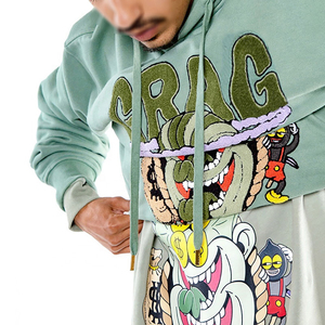 Nouveaux sweats à capuche pour hommes en chenille brodée, 100% coton, logo personnalisé, anti-froissement, respirant, écologique, de haute qualité, longs - Product Image 4