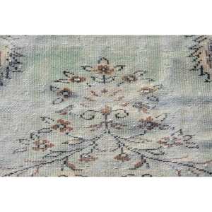 Alfombra turca vintage de 4,3 pies X 4,3 pies, diseño de retales de área grande de estilo Blanco clásico para habitación de adolescentes, Material de algas marinas, látex - Product Image 5