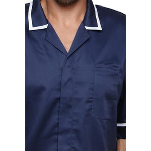 Wholesale Customized Men Hospital <b>Uniform</b> Nursing Scrubs Tops Turn-down Collar White Piping High Quality OEM Service Healthcare - Product Image 3