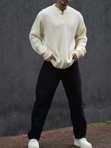 Mens 100% Cotton <b>Henley</b> <b>Tshirt</b> Custom Design Long Sleeve for Streetwear Knitted Fabric - Product Image 2