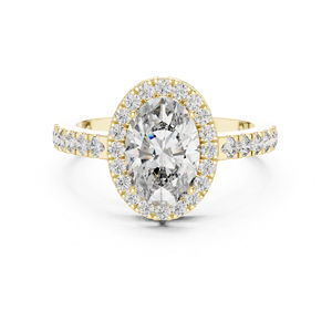 Bague solitaire en or jaune 18 carats avec diamant de laboratoire rond et ovale |   Bague à porter tous les jours |   Nouveau diamant cultivé - Product Image 1