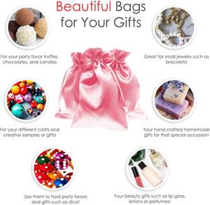 Bolsas de regalo con cordón rosa para Navidad, boda y fiesta de lujo para bolsas de seda, OEM 100%, hechas en Vietnam - Product Image 2