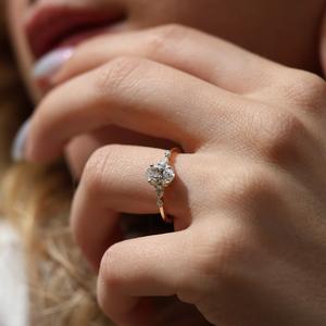 10x8mm ovale coupe blanc CZ bague de fiançailles trois pierres bande de mariage pour les femmes argent mariée anniversaire bijoux diamant pierre principale - Product Image 5