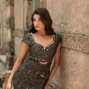 Vestido de noche de tul con forma de trompeta de lujo estilo corazón con cuentas de lentejuelas bordado a mano vestido de fiesta Maxi antiestático - Product Image 1