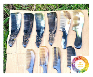 Peine de Cuerno de Búfalo Natural Hecho a Mano con Dientes Anchos para Peinar la Barba y el Cabello, Herramienta de Aseo Profesional, Peine de Cuerno de Primera Calidad - Product Image 4