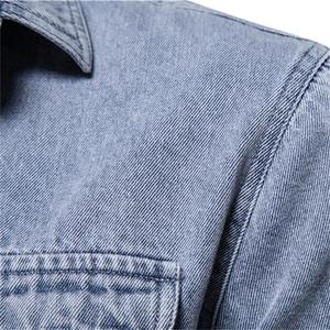 Ventes en gros de vestes en jean surdimensionnées confortables pour hommes, personnalisées OEM ODM, respirantes, col montant, logo frontal, boutons, poches - Product Image 6