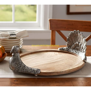 Bandeja de madera para servir con asas de cangrejo plateado Plato temático náutico costero rectangular para mariscos, aperitivos, bebidas y comedor - Product Image 6