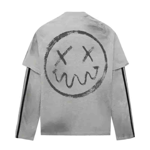 Nouveau design CustomLogo T-shirt à double couche T-shirt graphique Chemises en coton à manches gaufrées T-shirt surdimensionné Adulte Garçons et filles - Product Image 1