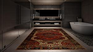 Juego de alfombras de lana de estilo persa de lujo | Alfombra antideslizante ecológica de pelo de corte medio anudada a mano diseño abstracto para sala de estar - Product Image 2