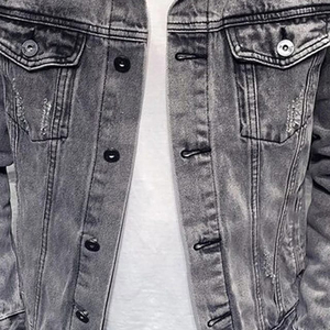 Vente en gros vestes personnalisées pour hommes vestes en jean délavé vente en ligne de streetwear à la mode - Product Image 2