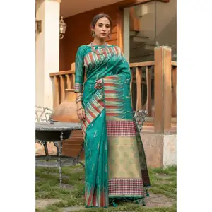 Hoge Kwaliteit Designer Fancy Indian Outfit Stijlvolle Tussar Zijden Saree Blouse Met Zari Geweven Werk Fabrikant Van India