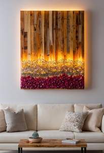 Décoration murale LED imperméable en résine époxy de luxe pour panneau mural en bois fait main moderne, paysage naturel, design de pièce - Product Image 3