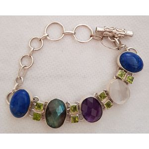 Fine <b>Charm</b> Multi-Colour Sterling <b>Silver</b> 26g <b>Bracelet</b> - Product Image 2
