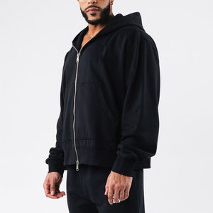 Sweat à capuche zippé intégral personnalisé pour homme, 100 % coton, poids lourd, respirant, séchage rapide, sweat à capuche uni - Product Image 2