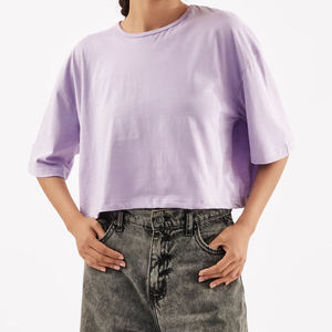 T-shirt d'été en coton pour femmes T-shirt à manches courtes avec sérigraphie personnalisée et coupe ample pour le style décontracté de la rue - Product Image 2