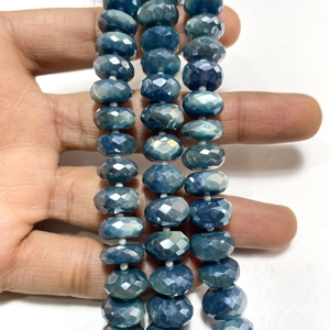 Perles en forme de rondelle à facettes enduites de pierre de lune taille 11-11.5mm couleur bleu ciel pour la fabrication de bijoux perles en gros - Product Image 6