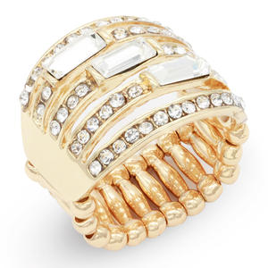 Anillos Elásticos de Cristal AB Chapados en Oro, Talla Única, Joyería Casual de Moda Hip Hop para Hombres y Mujeres - Product Image 4