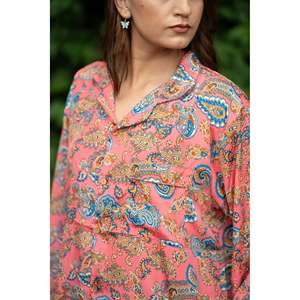 <b>Silk</b> Blend Bridal Pyjama Set Silky Soft Cozy Breathable Paisley Pattern Pockets Unique Nightwear for Women XS for Summer - Product Image 2