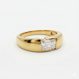 Men's Sterling <b>Silver</b> <b>Ring</b> with <b>Emerald</b> Cut Moissanite Diamond Elegant and Durable - Product Image 2