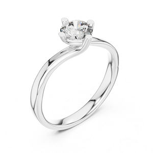 Anillo de Compromiso de Oro Blanco de 14K con Diamante Redondo Cultivado en Laboratorio para Mujer |   Diamante Cultivado Nuevo - Product Image 3