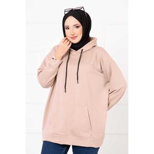 Sudadera con Bolsillo Canguro Beige, Tejido de Punto Transpirable - Product Image 2