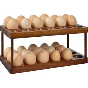 Plateau de rangement d'oeufs en bois rustique avec poignée porte-oeufs frais de ferme porte-oeufs en bois vintage organisateur de comptoir de cuisine - Product Image 2
