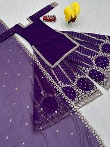 คอลเลคชั่นคอลเลคชั่นสำหรับผู้หญิงผ้าจอร์เจียเทียมหนักปักเลื่อมงานอินเดียปากีสถาน - Product Image 2