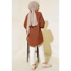 Chemise brodée détaillée Marron - Product Image 4