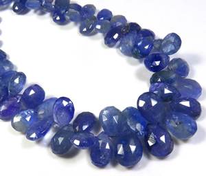 Cuentas de Tanzanita Natural de Alta Calidad, Corte Facetado en Forma de Pera, de 8-12 mm, 9 Hilos, Sueltas, Azules Pleocroicas, Tratadas con Calor, 150 Quilates - Product Image 3