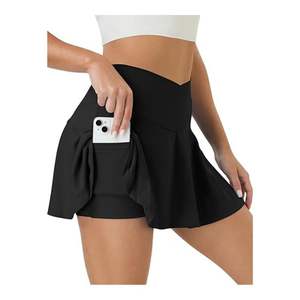 Custom <b>Black</b> Breathable Pleated Short Mini Tennis <b>Skirt</b> for Women with 4-Way <b>Stretch</b> Moisture Wicking High Quality Inflow Sports - Product Image 1