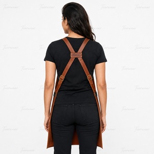Tablier en cuir Titanwear pour femme, idéal pour le personnel de restaurant et de bar, marron/noir, avec poches, fermeture à boutons-pression, manches courtes, détection numérique des aiguilles - Product Image 5