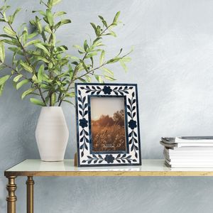 Marco de madera con diseño de incrustaciones de hueso antiguo, Marco azul cielo moderno hecho a mano para sala de estar, propósito decorativo por HF CRAFTS - Product Image 1