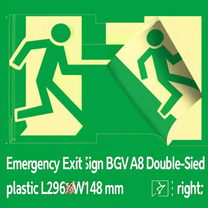 Señal de Salida de Emergencia BGV A8 de Doble Cara, Plástico, 297x148 mm, Ruta de Escape Izquierda/Derecha - Product Image 3