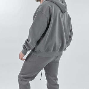 Luxe plaine haute qualité Baggy sweat à capuche blanc sans ficelle éponge française 100% coton surdimensionné lourd sweat à capuche court hommes - Product Image 4